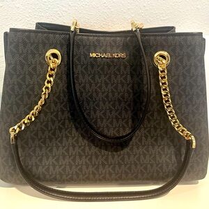 Black Logo Michael Kors medium satchel